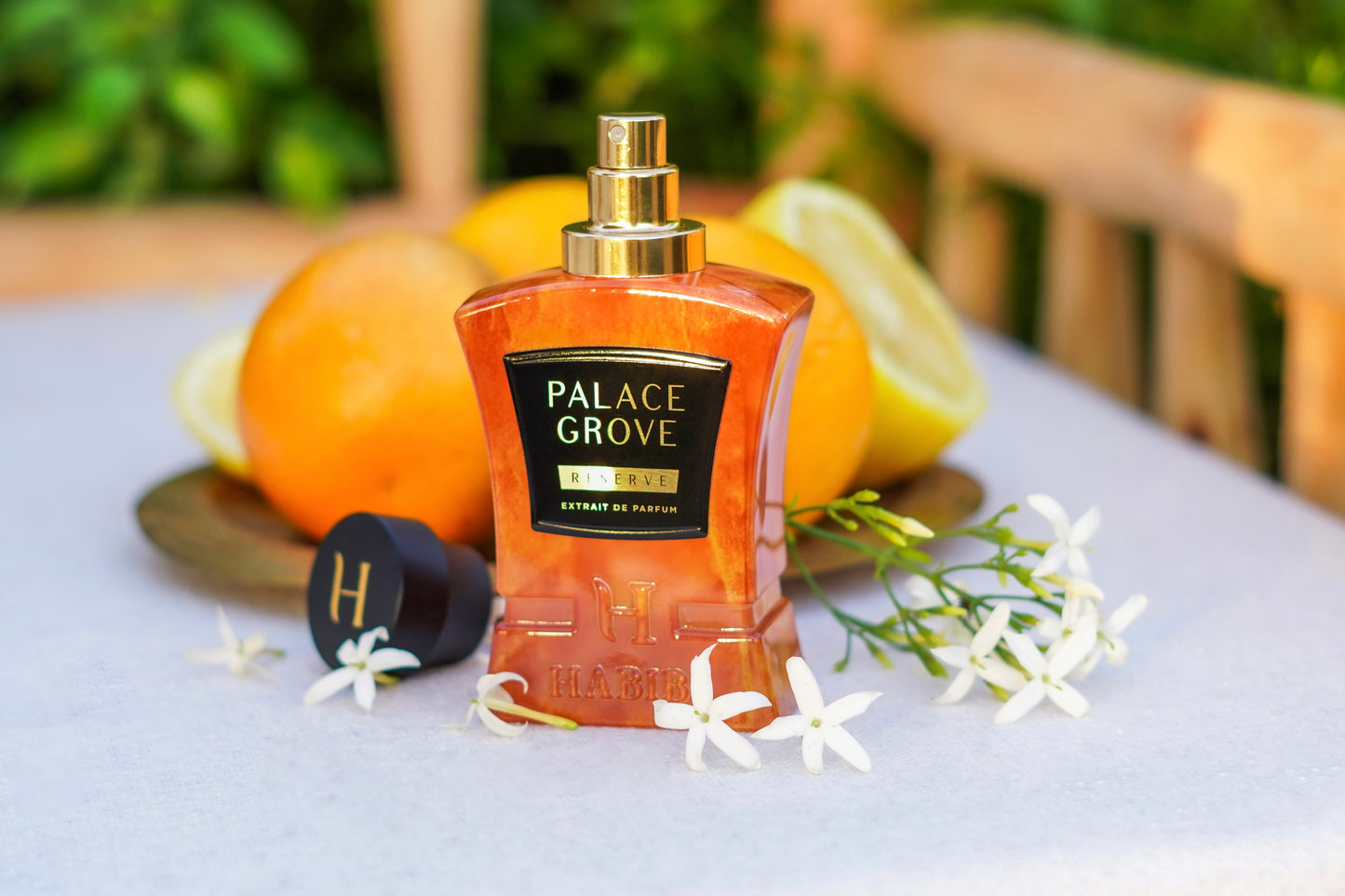 Palace Grove perfume by Habibi New York in an elegant brown bottle.