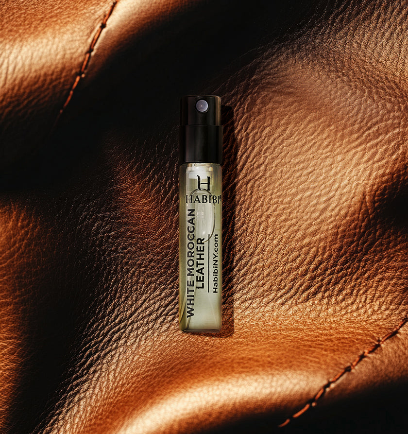 White Moroccan Leather Sample Vial