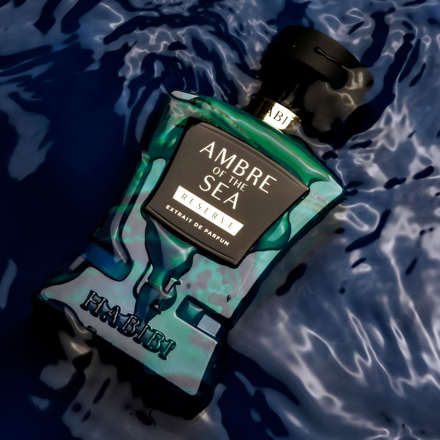Ambre of the Sea scent by Habibi New York in a blue bottle.
