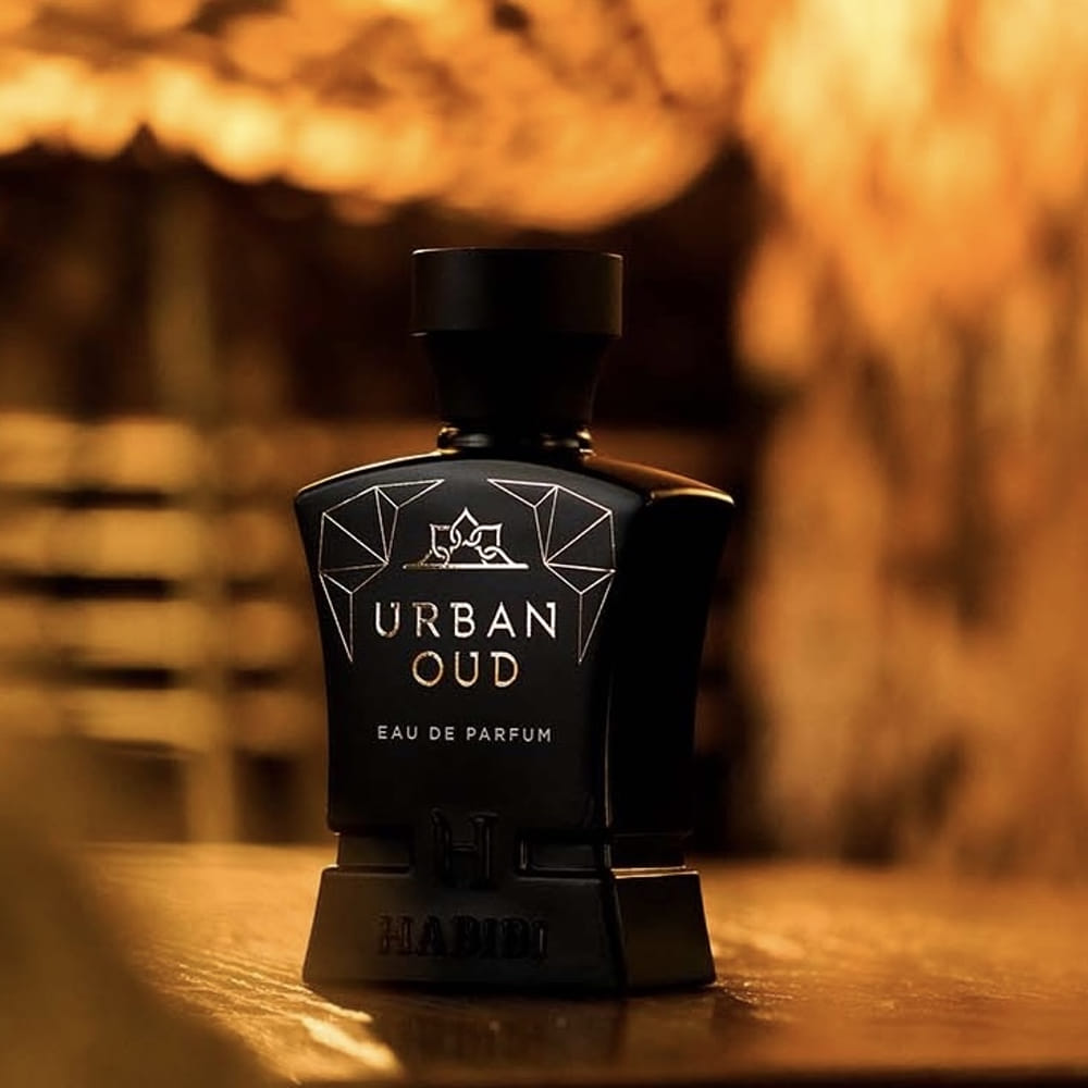 Urban Oud perfume by Habibi NY in an black elegant bottle.