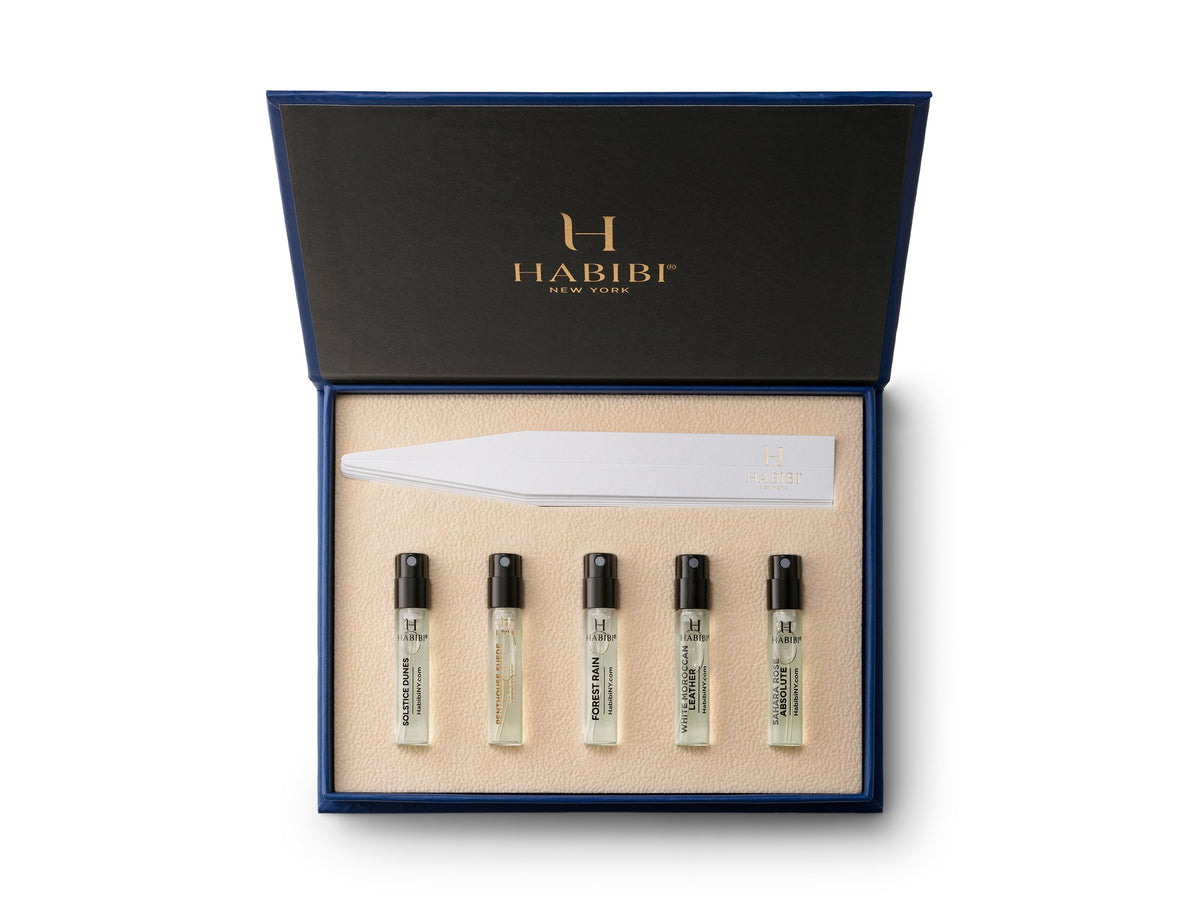 Men's Discovery Set open box with five labelled vials