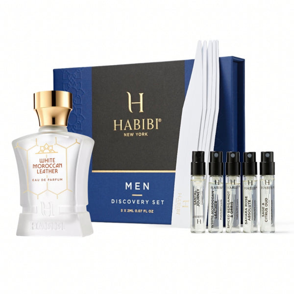 White Moroccan Leather & Mens Discovery Set - Gift Set