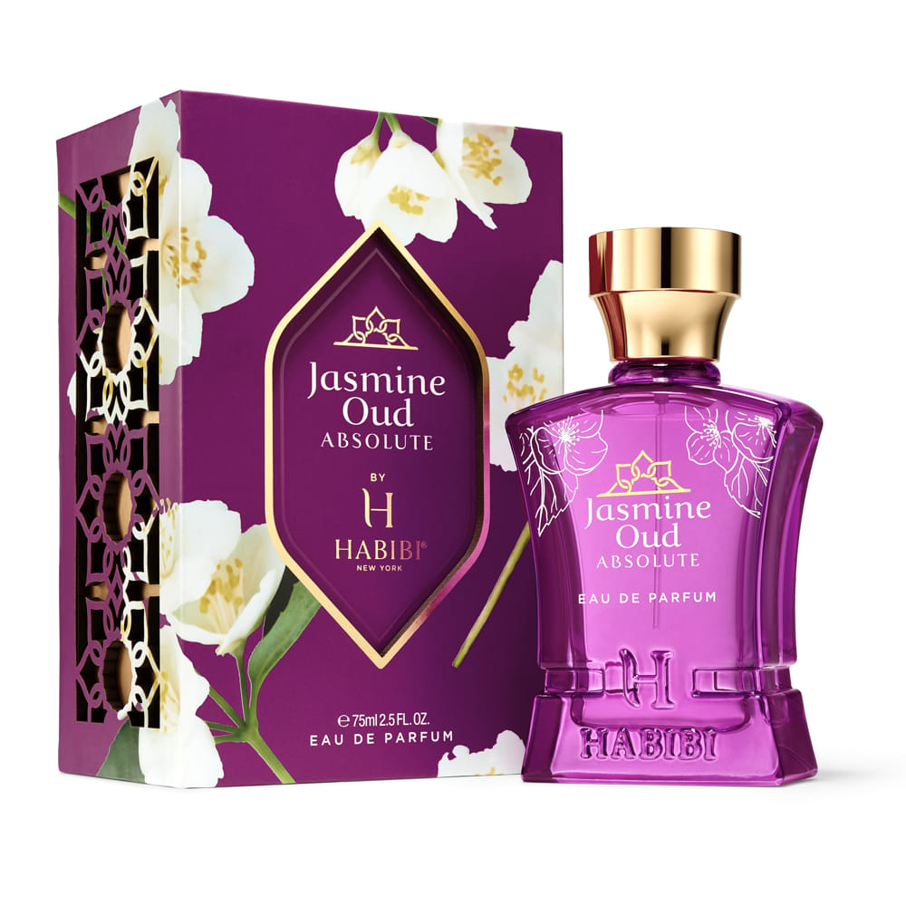 Purple Jasmine Oud Absolute perfume bottle by Habibi NY.