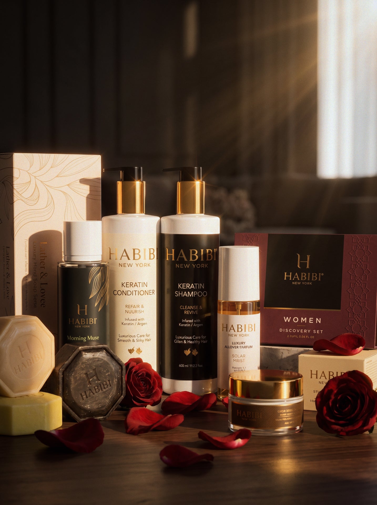 The Complete Ritual — eight HABIBI products laid out in editorial light